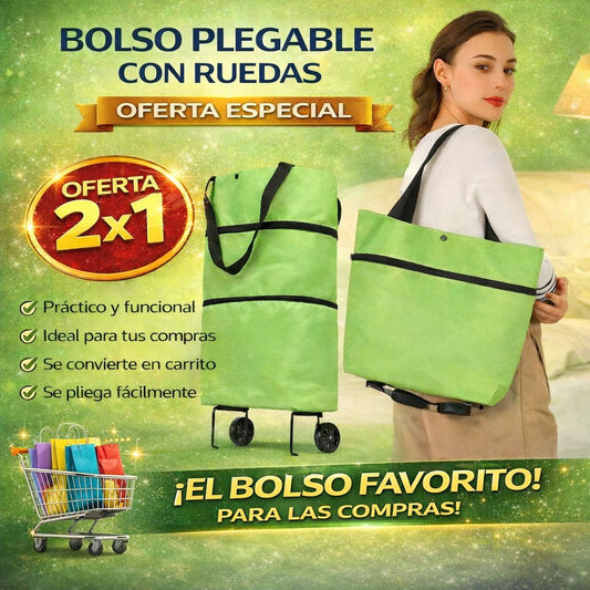 Bolso Plegable Con Ruedas 2x1